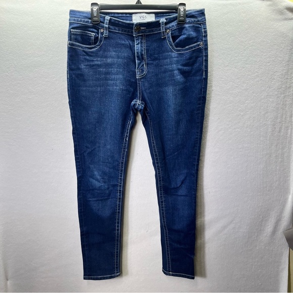 Vigoss Roll Up Skinny Flap Pocket Jeans Womens 10 Blue Denim Stretch Comfy 2606 - Picture 2 of 11